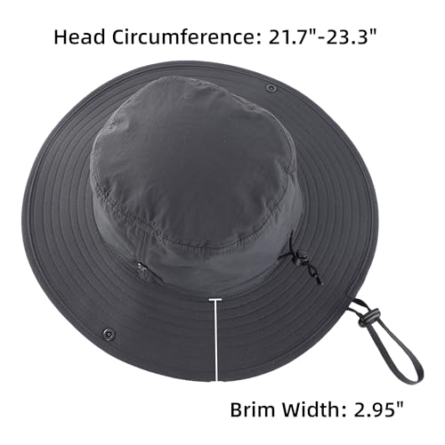 Men's Cowboy Sun Hat Wide Brim Fishing Hiking Camping Gardening Hat UV Protection Outdoor Summer Sun Hat Dark Grey (Large / Dark Grey)