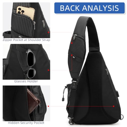 Water Proof Sling bag (Black Grid)