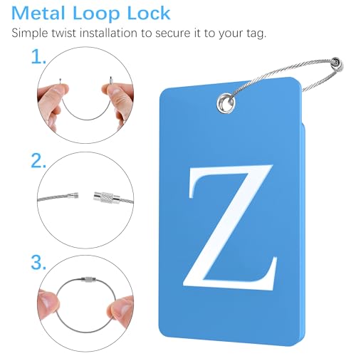 2 Pack Initial Luggage Tags for Suitcases Airplane Travel Essentials (Large Z / Blue)