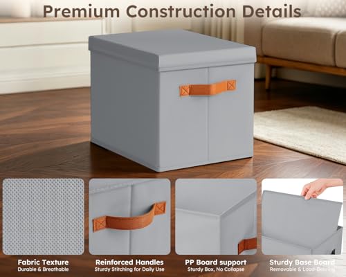 Storage Bins with Lids (Grey / L(4-Pack))