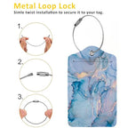 Blue Gold Marble 2 Pack Luggage Tag for Suitcase (Blue Gold Marble)
