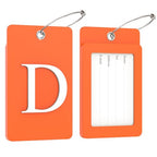 2 Pack Initial Luggage Tags for Suitcases Airplane Travel Essentials (Large D / Orange)