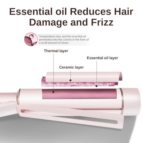 1.5 Inch Extra Large Curling Wand for Long Hair (Pink)