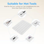 Heat Resistant Mat Oversize Curling Iron Mat Silicone Hot Hair Tools Mat for Hair Straightener (White)