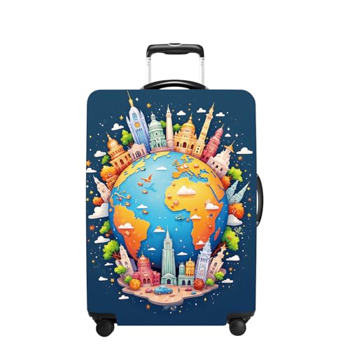 Luggage Cover Washable Suitcase Protector Anti (Earth / L(fits 28-30Inch suitcase))