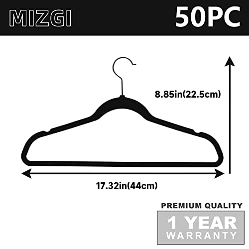 Black Velvet Hangers 50 Pack Non Slip Heavy Duty Black Hooks (Black/Black / 50-Pack)