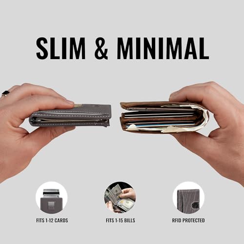 Money Clip Slim Minimalist Wallet for Men (Slate)
