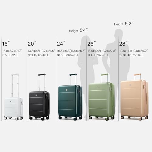 3 Piece Luggage Set Expandable Hardside Suitcases with Spinner Wheels (Jet Black / 20/24/28 Inch EXT)