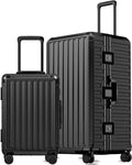 2 Piece Zipperless Luggage Set (Jet Black / 2 Piece Set (20/30))