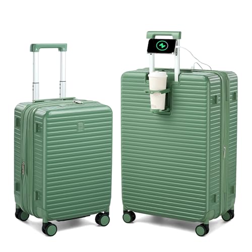 20" 28" Expandable Hard Case Luggage Sets 2 Piece (Forest Green / Expandable 2-Piece Set(20/28))