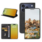 Custom Wallet Phone Case for iPhone 17 Pro with Photo (iPhone 17 Pro / Black-A)