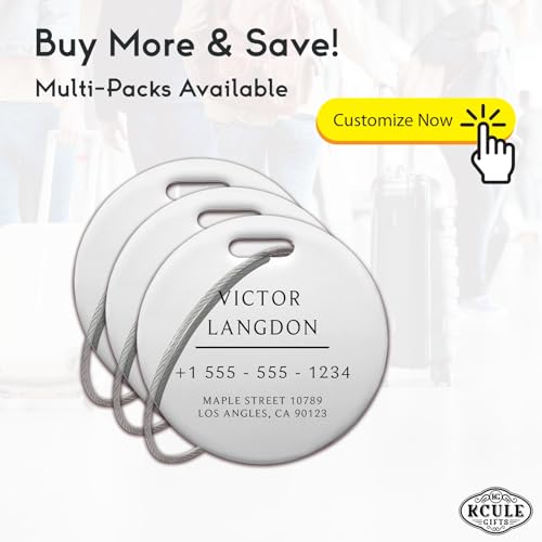 Stainless Luggage Tags for Suitcases (Elegant Circle-silver)