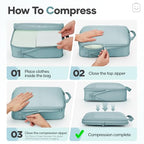 9 11 Set Compression Packing Cubes for Travel Essentials (Blue Gray / 9 set)