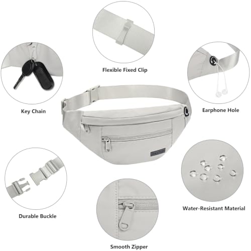 Large Grey Fanny Pack Crossbody Bags for Women Men Fashion Waist Bag (Cloud Grey / Large)