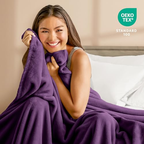 Fleece Blanket Luxury Microplush (Throw/Travel / 16 - Plum)