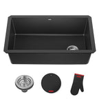 Forteza 32 inch Undermount Single Bowl Granite Kitchen Sink in Black (Single Bowl Undermount Sink / Black)