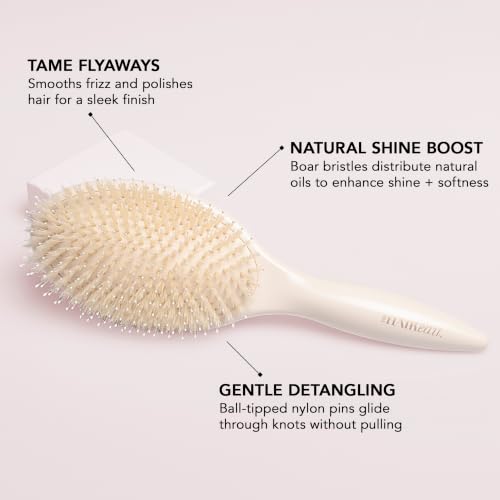 Finish & Shine Boar Bristle Hairbrush for Smooth Shiny Hair (Regular / Cream)