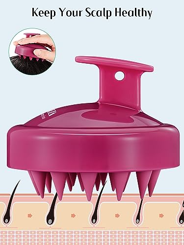 2 Pack Scalp Massager Hair Growth Scrubber for Dandruff Removal (Red & Black)