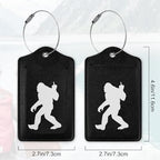 2Pcs Luggage Tag for Suitcase Black Sasquatch Cute Luggage Tag with Privacy Flap & Name ID Label & Metal Loop (Black Sasquatch)