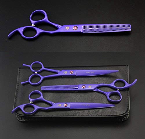 7" Dog Grooming Scissors Set with Rhinestone Accent (Violet)