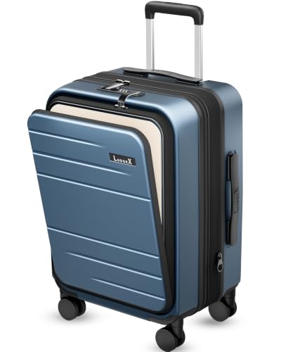 Front Pocket Expandable Carry On Luggage (Blue / 21 Inch)