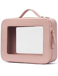 Clear Makeup Case Set Pink Toiletry Bag Travel Large Clear Cosmetic Bag with Zipper (Mauve / Large Luxe)