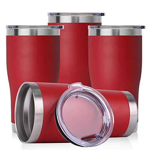 20oz Tumbler with Lid Stainless Steel Tumblers Bulk (Red / 4 count)