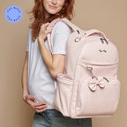 Boss Plus Diaper Bag Backpack with 19 Pockets (Ribbons & Bows)