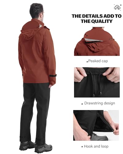 Rain Suit Waterproof Breathable Lightweight 2 (Small / Wine Red)