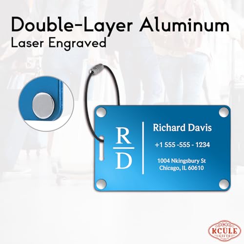 Luggage Tags for Suitcases 4 Pack (Aluminum Blue)
