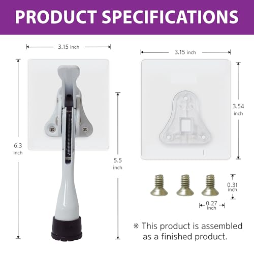 1 Stopper 4 in White No Drill Adhesive Door Stopper for Dorm (White / 4 INCH X 1 PACK)