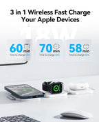 2 Pack 3 in 1 Charging Station for Apple (15W White 2Pack)