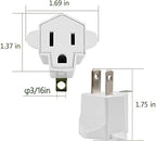 4 Pack ETL Listed 3 Prong to 2 Prong Adapter Converter (4 Pack / A-Ivory White)