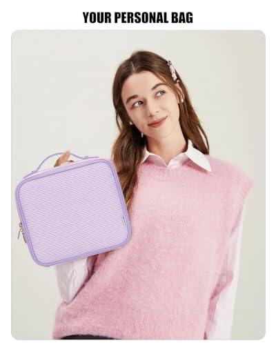 Travel Makeup Bag with LED Mirror for Girls (Purple / 1-Small)