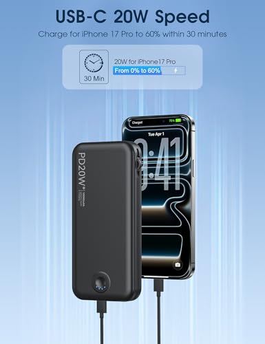 Portable Charger 10000mAh Fast Charging w (Black)