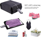 Travel Shoe Bags Set of 2 Waterproof Nylon with Zipper for Men & Women (2 Pack - Black)