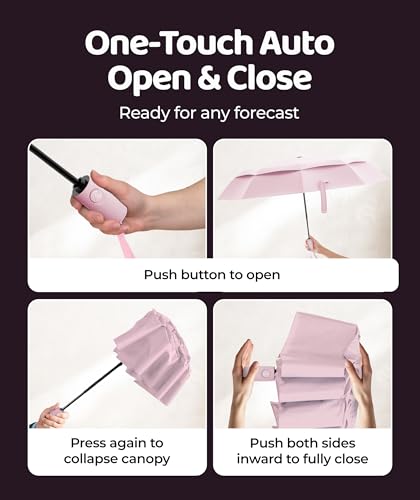 Windproof Travel Umbrella (Pastel Pink 1-Pack / Standard)