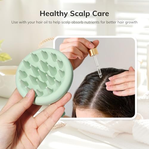 Silicone Scalp Massager Shampoo Brush (Mint Green)