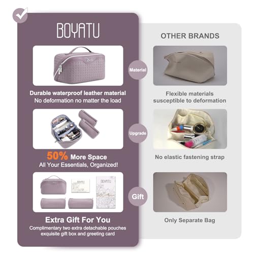Travel Makeup Bag Cosmetic Bags for Women (L55Light Purple)