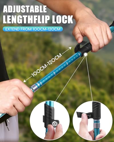 Hiking Poles 7075 Aluminum Tri (Aqua Sky (39.37''-47.24''))