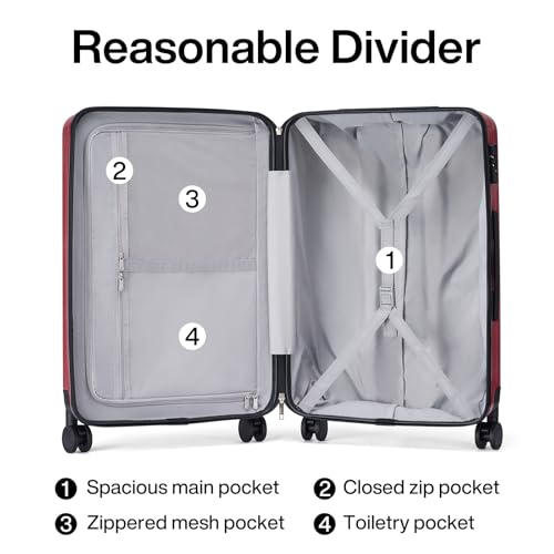 Luggage Sets 2 piece Carry On Luggage with Wheels PC Hard Shell Suitcases Lightweight Checked Travel Luggage Large Travel Suitcase Woman Men 20 (2 Pc Set (20/29) / Burgundy)