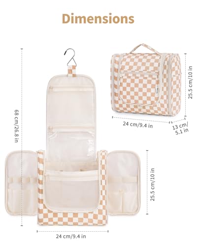 Large Hanging Travel Toiletry Bag for Women (C-Light Checkerboard-1 / Large)