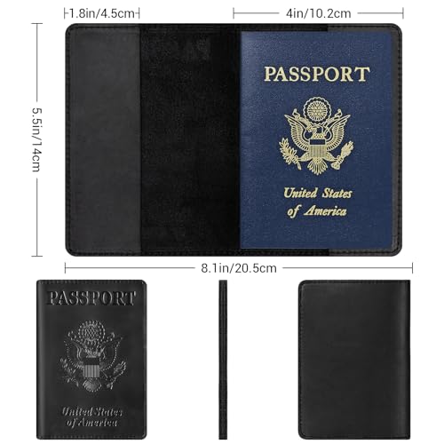 Premium Leather Passport Holder Covers (Black)