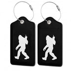 2Pcs Luggage Tag for Suitcase Black Sasquatch Cute Luggage Tag with Privacy Flap & Name ID Label & Metal Loop (Black Sasquatch)