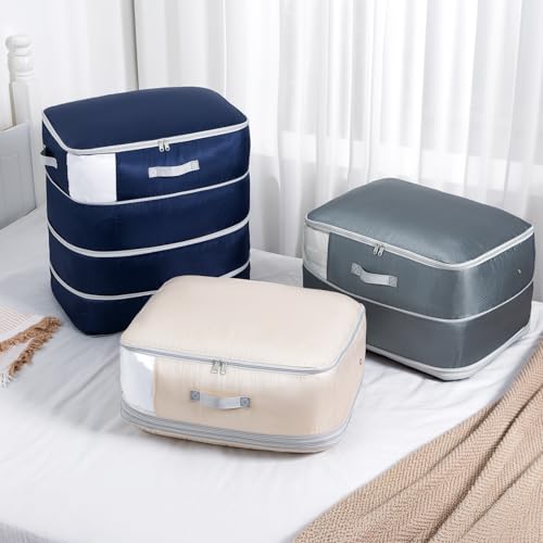 Comforter Storage Bag (Navy Blue / 4 Pack - 4-Layer)