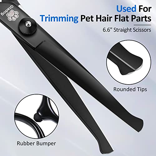 Dog Grooming Scissors Kit with Safety Round Tips (Black 5 in 1)