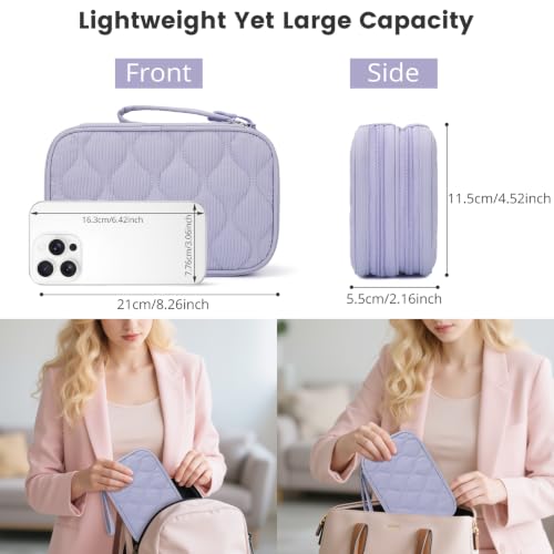 Tech Pouch Lightweight Electronics Organizer Travel Case (Gourd Pattern-Purple / L)