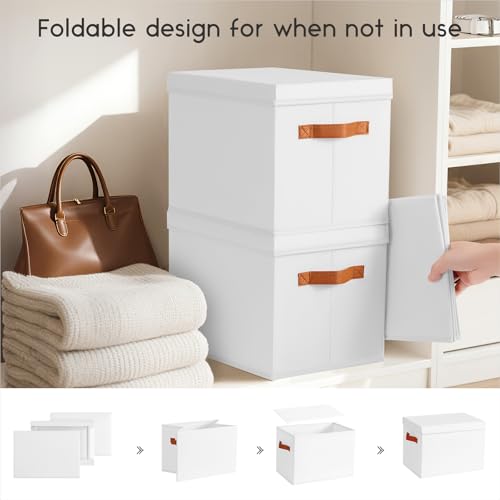 Storage Bins with Lids (White / L(4-Pack))