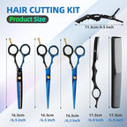 ETHTXE Professional Hair Cutting Scissors Kit (3-scissors set / Black&blue)