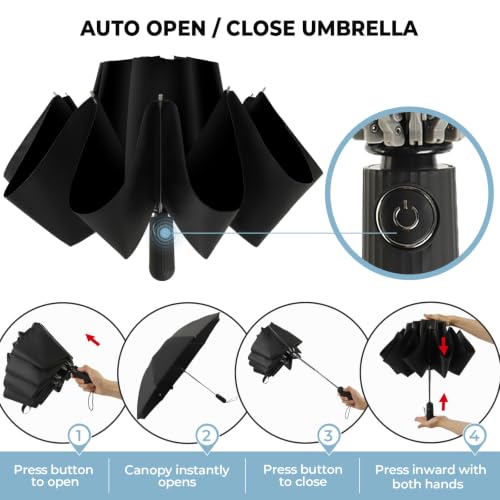 Inverted Umbrella for Rain (Black / 46 Inch)